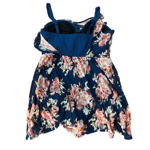 Torrid Multicolor Floral Print Women's One Piece Swimsuit Dress Size 2-D/DD - Picture 2 of 5